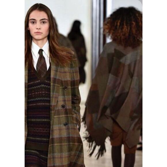 Ralph Lauren Collection Patchwork Poncho Runway 2016 Wool Suede Fringe Coat M/L - Picture 6 of 12